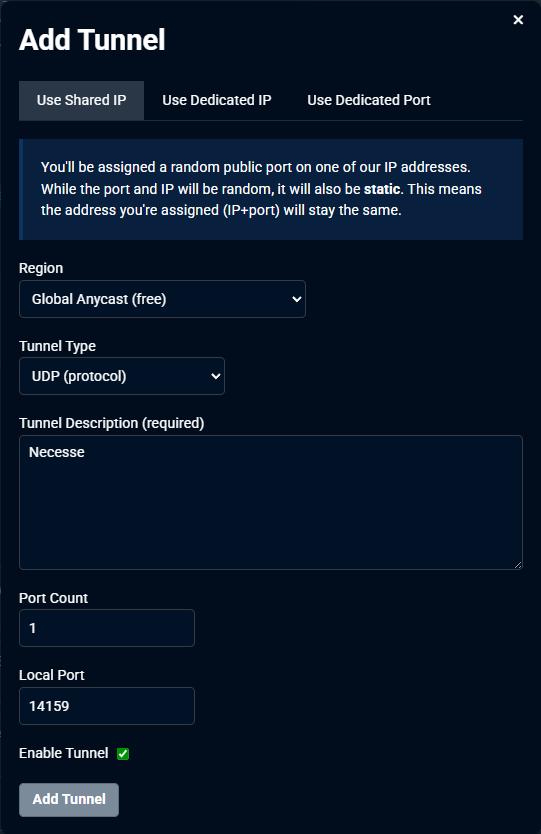 Necesse tunnel config, 1